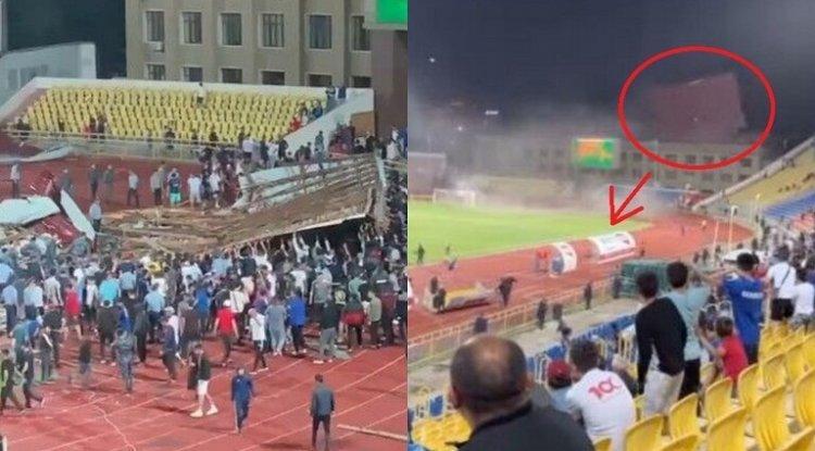 بالفيديو.. سقوط سقف على أرضية الملعب خلال مباراة كرة قدم