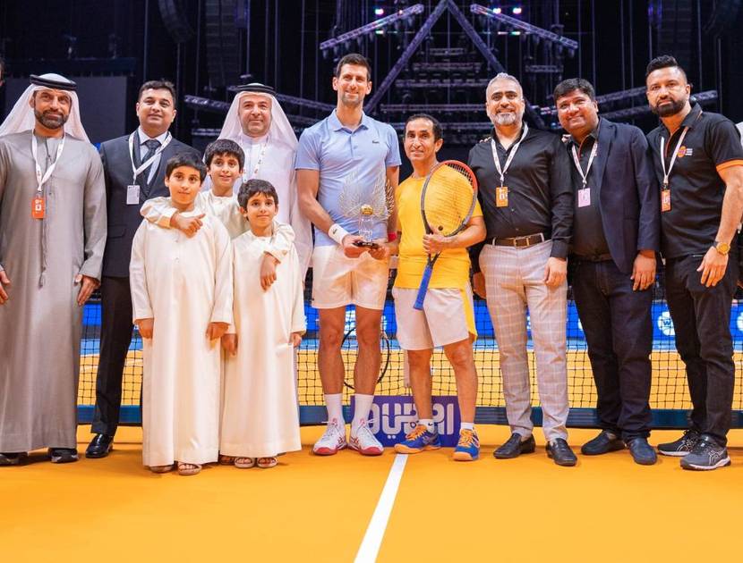 سعيد بن مكتوم يفتتح دوري التنس العالمي بمواجهة ديوكوفيتش استعراضياً