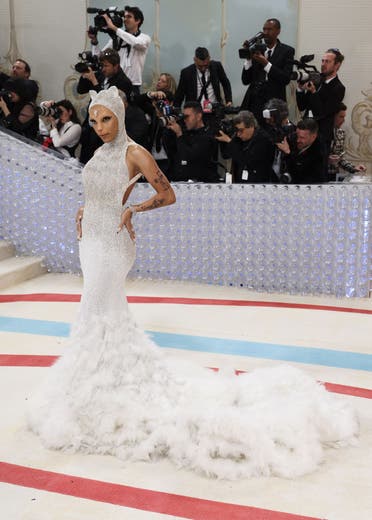 Doja Cat poses at the Met Gala. (Reuters)