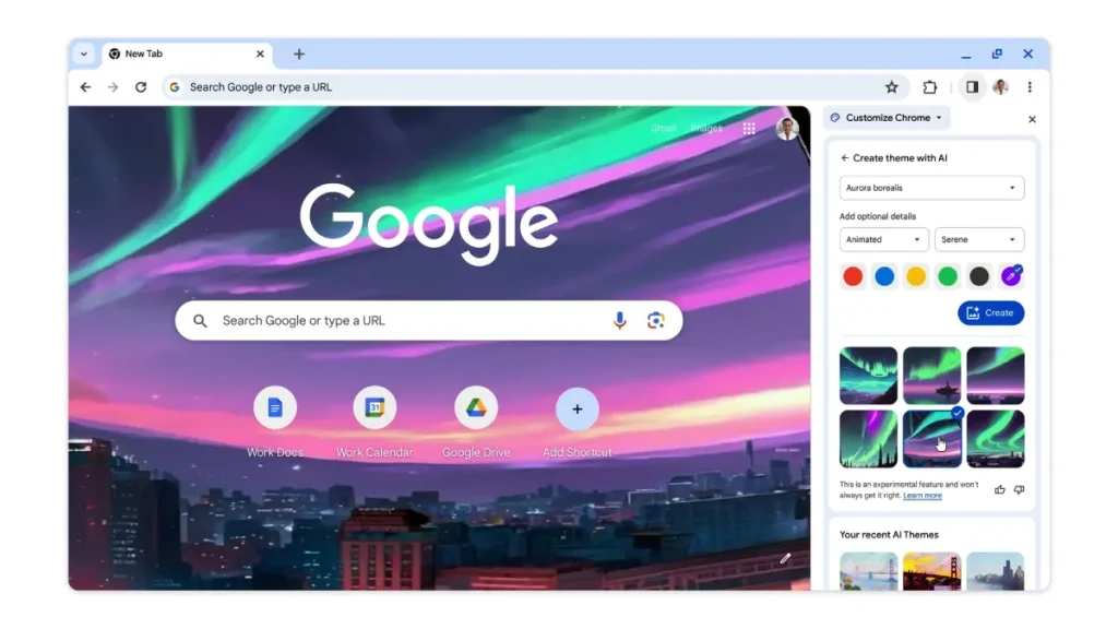 تصميم مظهر أو ثيم كروم بالذكاء الاصطناعي