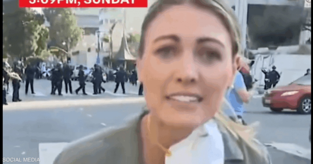 فيديو.. إصابة مراسلة في بث مباشر لاحتجاجات لوس أنجلوس