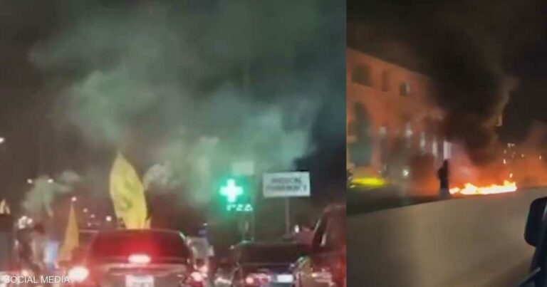 فيديو: مناصرون لحزب الله يقطعون طرقا في مناطق لبنانية