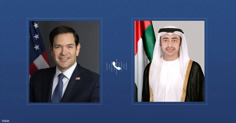 عبدالله بن زايد يجري اتصالا هاتفيا مع وزير الخارجية الأميركي