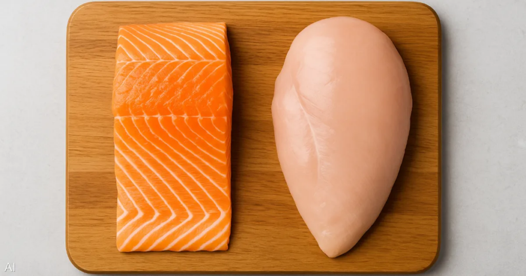 أيّهما صحي أكثر.. الدجاج أم السلمون؟
