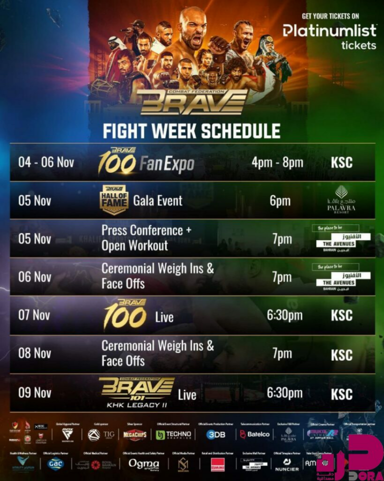 البحرين تستعد لاستضافة النسخة المئوية التاريخية من بطولة BRAVE 100