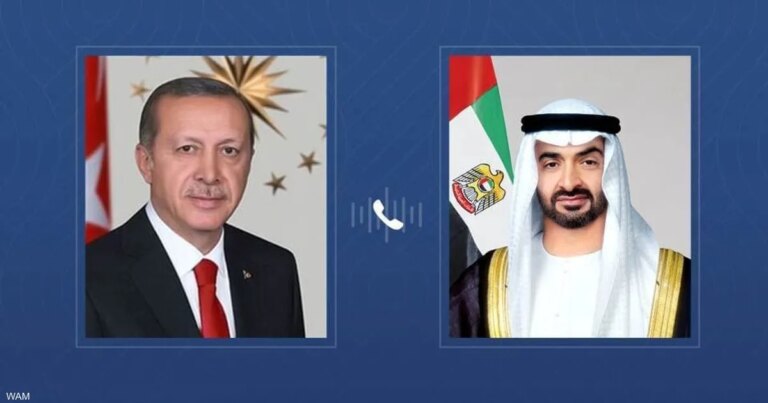 رئيس دولة الإمارات والرئيس التركي يبحثان التطورات الإقليمية