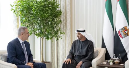 رئيس دولة الإمارات يستقبل وزير الخارجية التركي