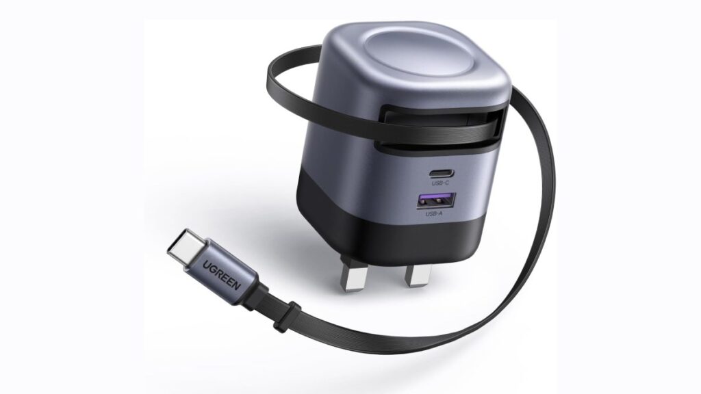 شاحن UGREEN Nexode 45 واط مع كابل USB-C قابل للسحب