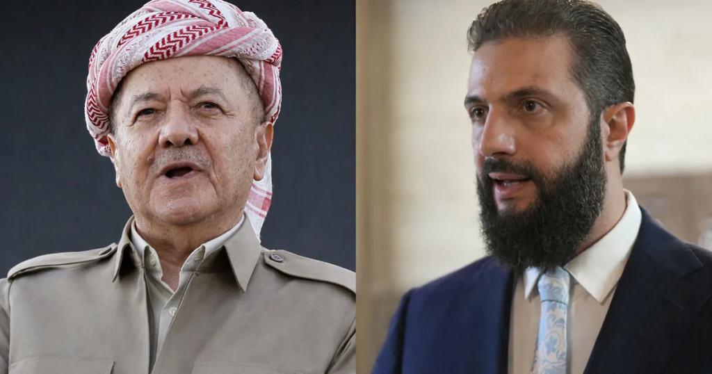 اتصال بين الشرع وبارزاني بشأن التطورات في سوريا