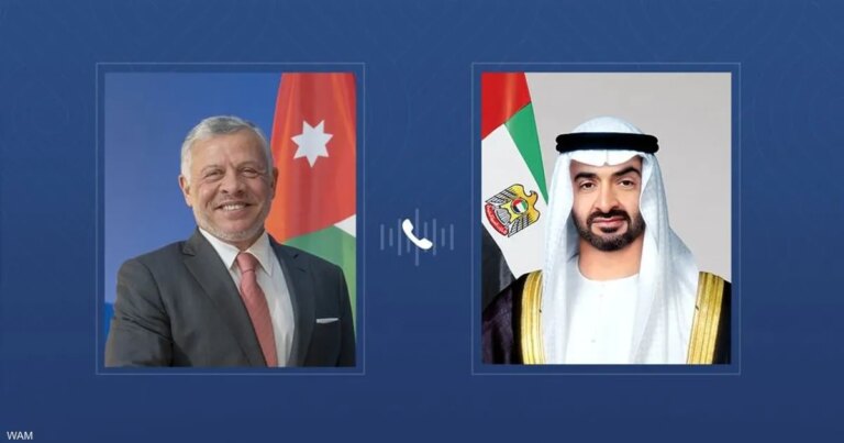 رئيس دولة الإمارات وملك الأردن يبحثان المستجدات في المنطقة