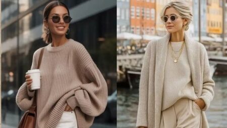 نسقي «السويتر» الفضفاض بأساليب أنيقة.. في الشتاء نسقي «السويتر» الفضفاض بأساليب أنيقة.. في الشتاء