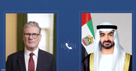 محمد بن زايد وكير ستارمر يبحثان تداعيات تطورات المنطقة
