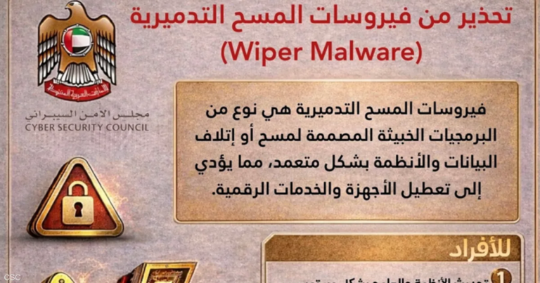 الإمارات.. تحذير من فيروسات تمسح البيانات وتعطل الأنظمة