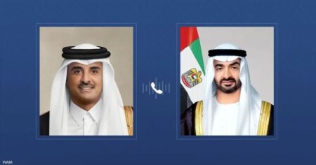رئيس الإمارات وأمير قطر يبحثان تطورات الأوضاع الإقليمية