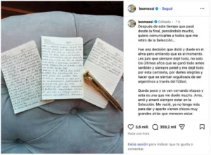 الأرجنتين تحتفي بميسي: رسالة بخط يده تثير تفاعلاً واسعاً وتصفه بالقائد والملهم
