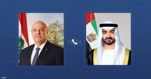 محمد بن زايد يتلقى اتصالاً هاتفياً من الرئيس اللبناني