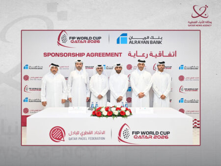 الاتحاد القطري للبادل يوقع شراكة مع بنك الريان لرعاية نسختي كأس العالم 2026 و2028 الاتحاد القطري للبادل يوقع شراكة مع بنك الريان لرعاية نسختي كأس العالم 2026 و2028